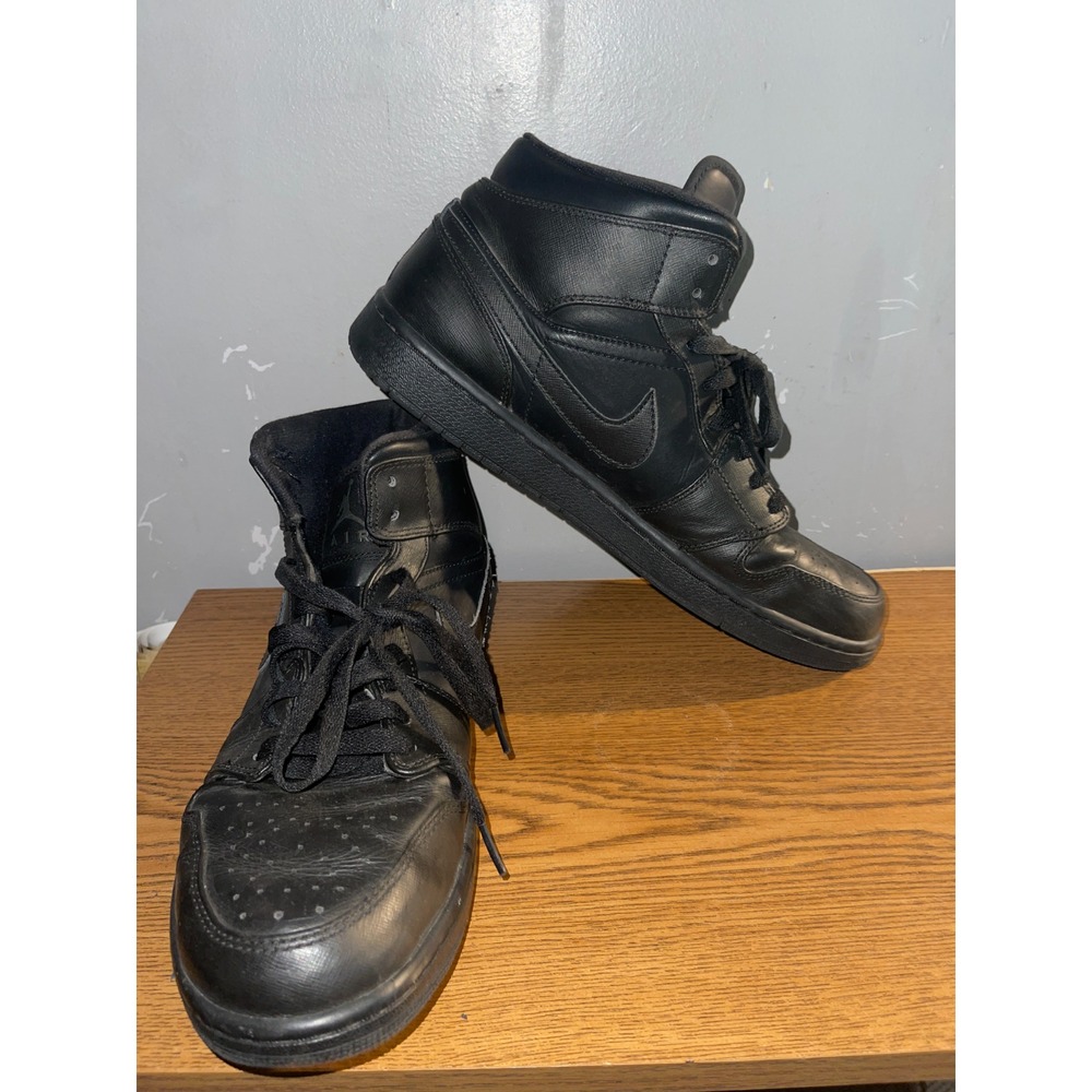 Nike‎ Air Jordan 1 Retro Mid Triple Black Mens 13 Blackout Sneakers 554724-010